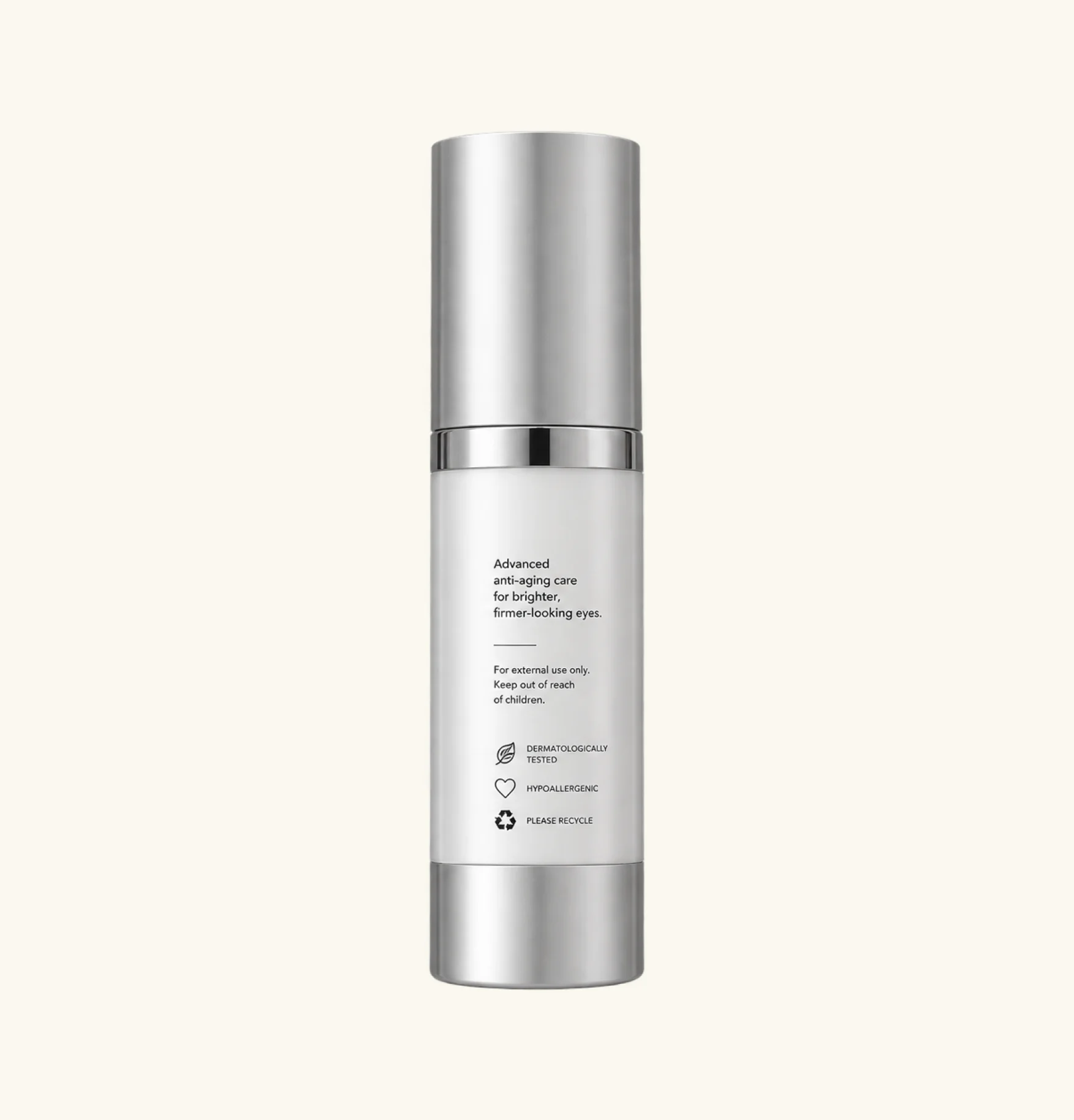 Peptide Eye Cream silver pump bottle, Right